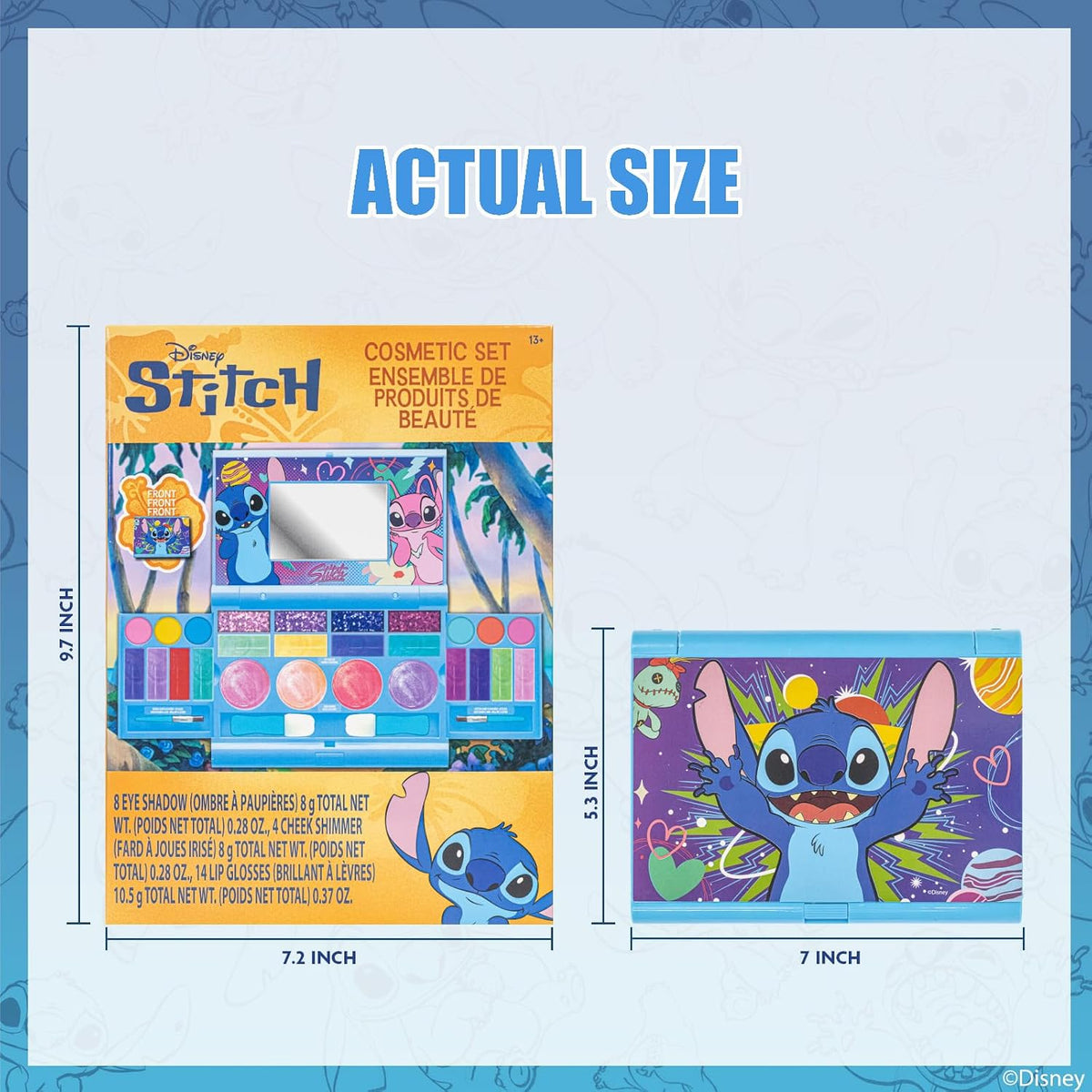 Stitch Fold-Out Makeup Palette with Mirror, Lip Gloss, Eyeshadow & Blush