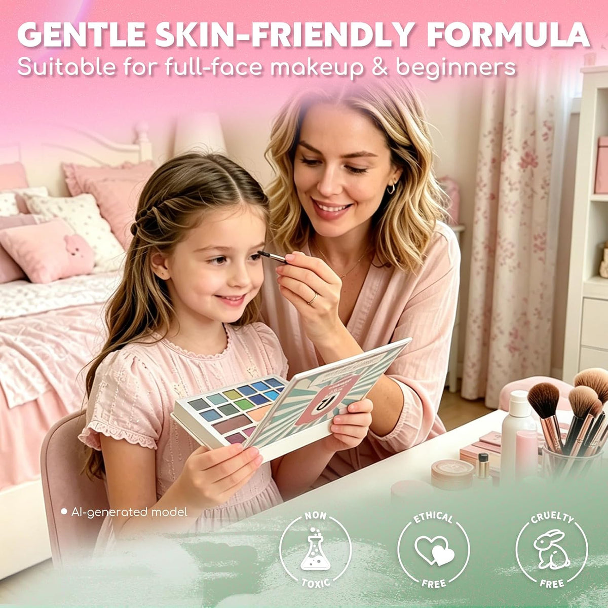 Color Nymph Makeup Kit for Teens Girls Beginners Travel Make up Set Green