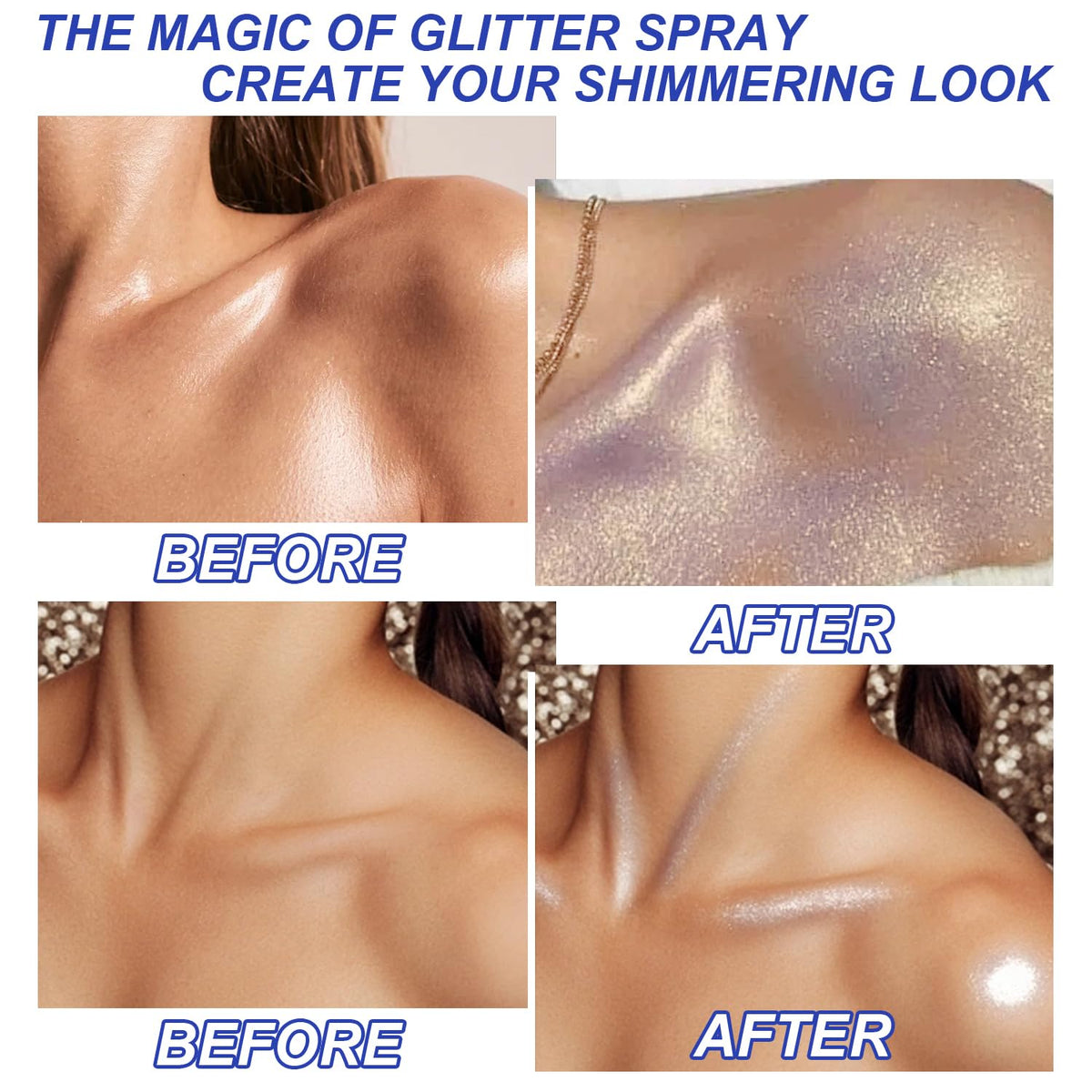 Hair and Body Glitter Spray, Shimmering Powder Sparkle Powder Makeup, Glitter Loose Sparkle Makeup for Body Highlighter,Festival Prom Rave Accessories (Glint-Rainbow)