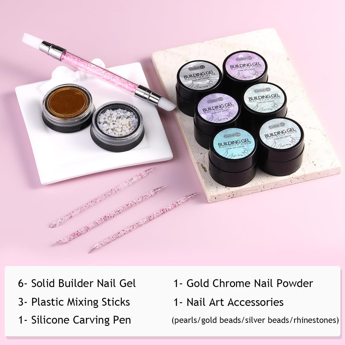 3D Nail Sculpting Gel Kit, Clear & Black Solid Builder Gel