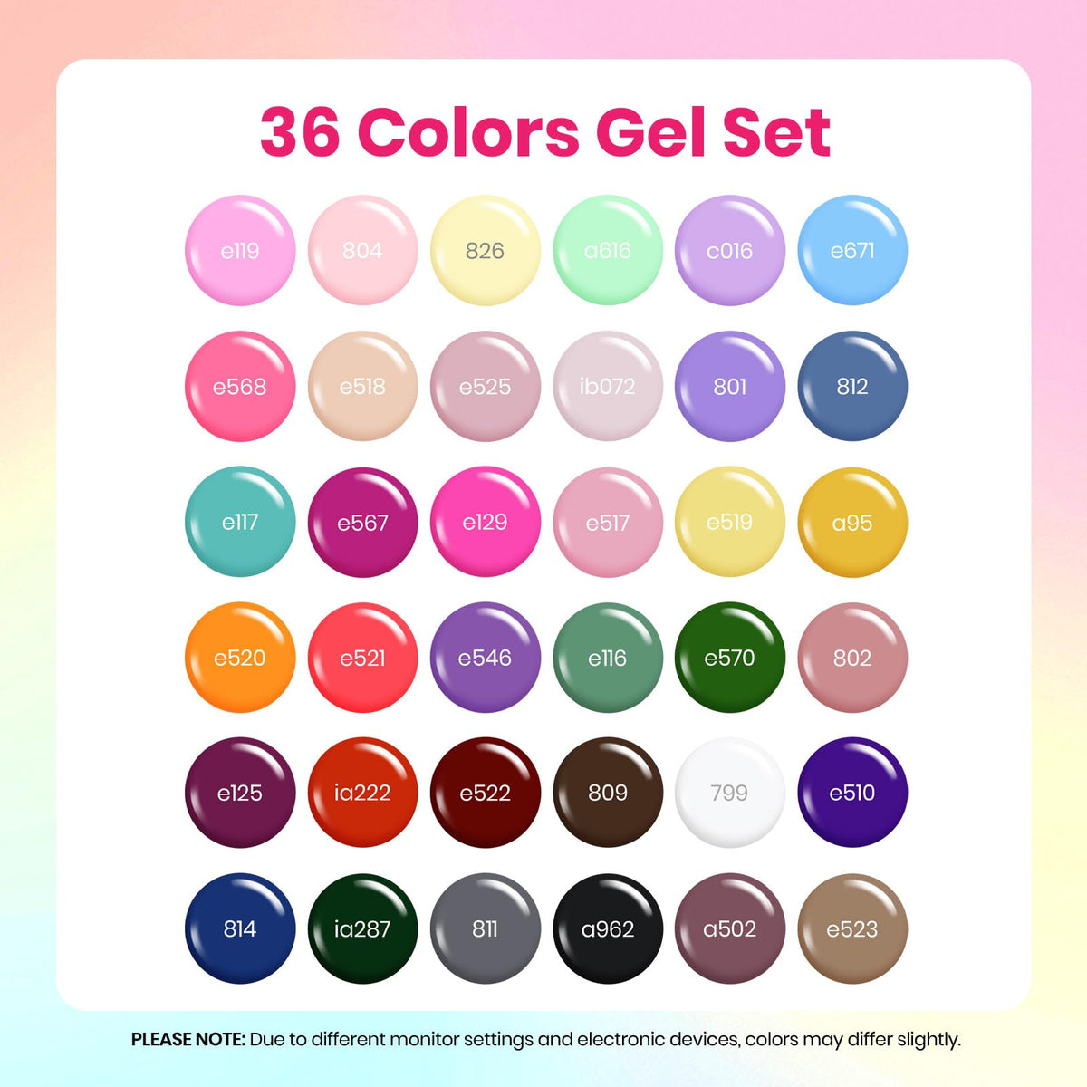Beetles Gel Nail Polish Set, 63 PCS 55 Colors Gel Polish Kit with Base Coat