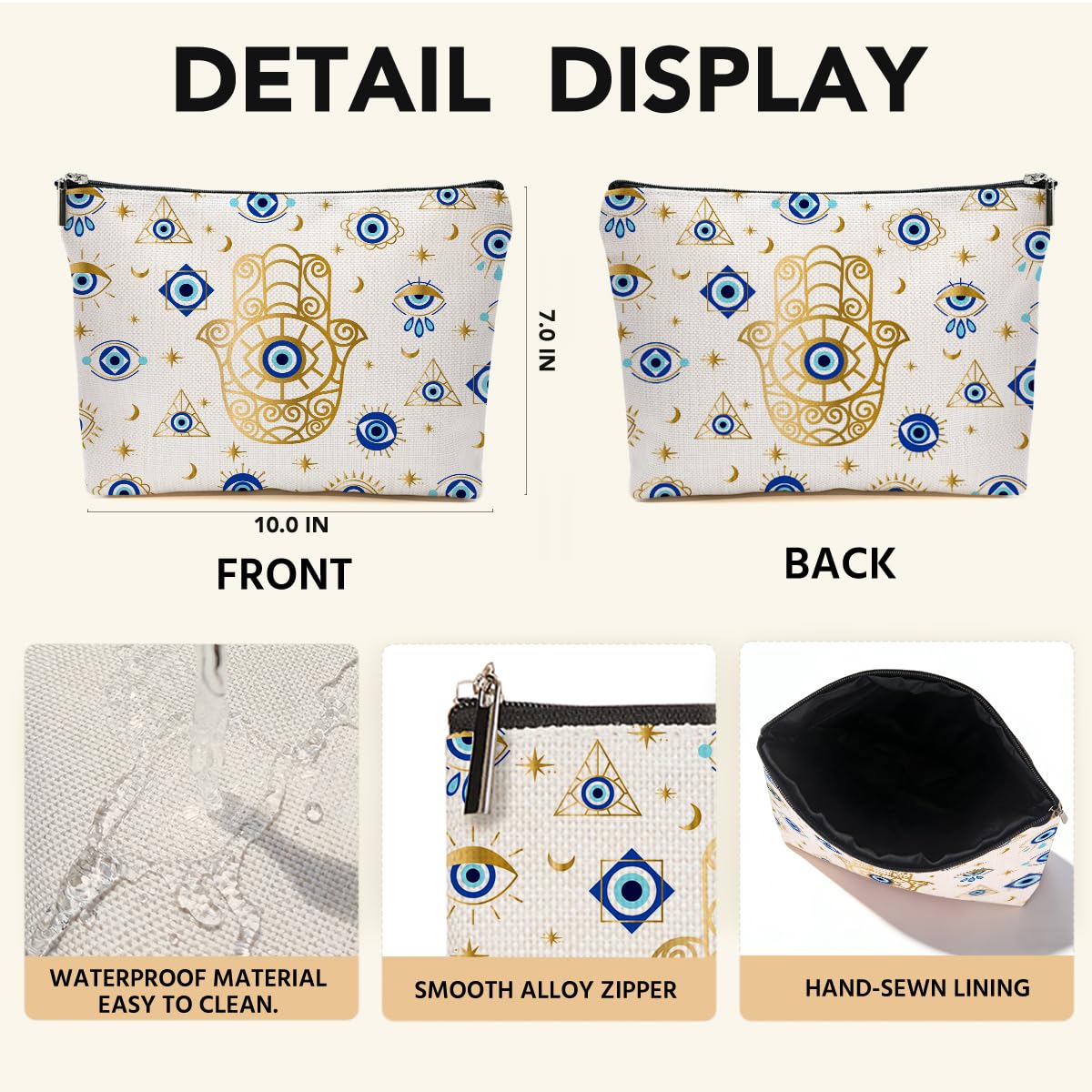 JIUWEIHU Goth Cat Makeup Bag, Funny Cat Cosmetic Bags Travel Organizer Bag