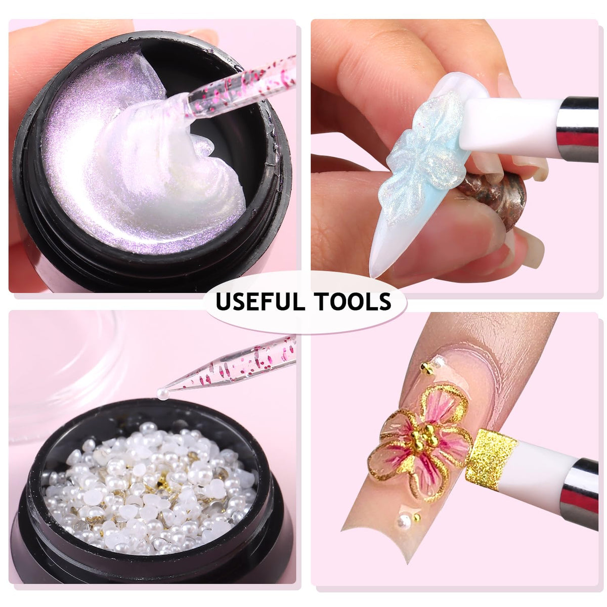 3D Nail Sculpting Gel Kit, Clear & Black Solid Builder Gel