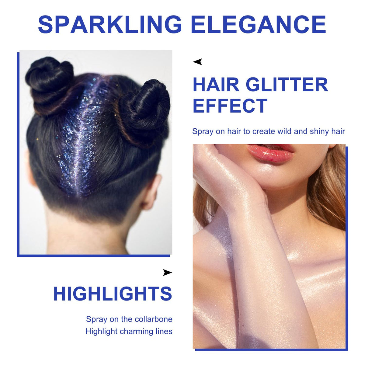 Hair and Body Glitter Spray, Shimmering Powder Sparkle Powder Makeup, Glitter Loose Sparkle Makeup for Body Highlighter,Festival Prom Rave Accessories (Glint-Rainbow)