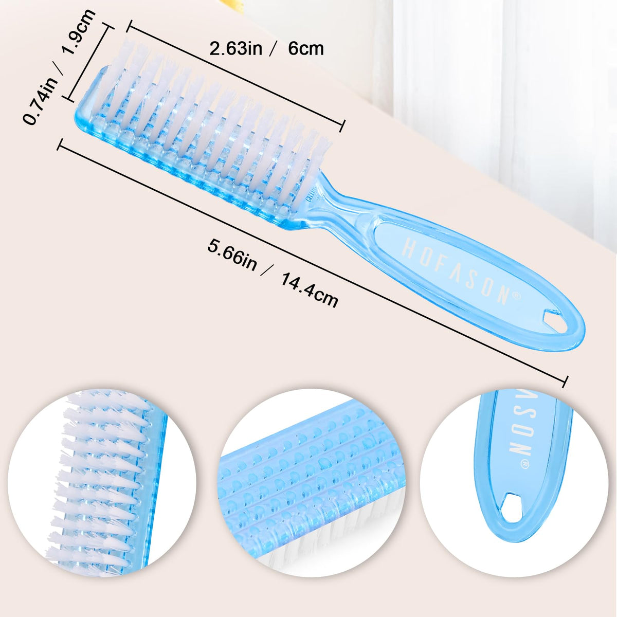 HOFASON 6 Pack Nail Brush for Cleaning Fingernails, Nail Brush Handle Grip Brush for Nail and Toenail Foot, Nail Dust Brush Manicure Pedicure Tools Scrubbing Brush Women Men Home Salon (Macaron)