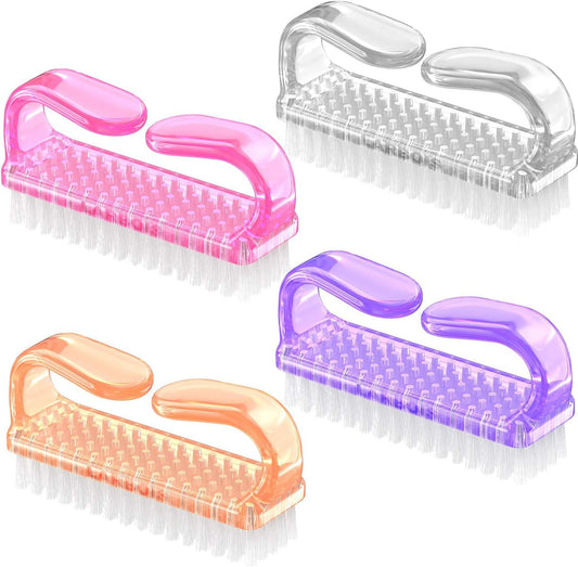 Larbois Handle Grip Nail Brush, Nail Brushes Hand Fingernail Brush Cleaner Scrubbing Kit Pedicure for Toes and Nails Men Women (4 Pack)