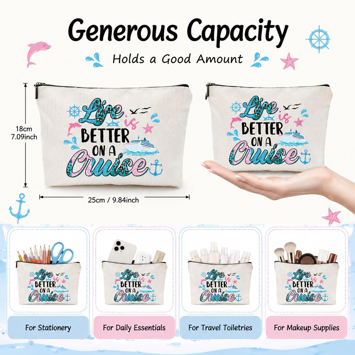 Sitsink Funny Sarcastic Gifts for Girls - Intersting Gifts for Girls Birthday. A Ray of Sarcastic Sunshine Every Single Day Makeup Bag, Cosmetic Bags Humor Sarcastic Gifts for Women Boss Coworker
