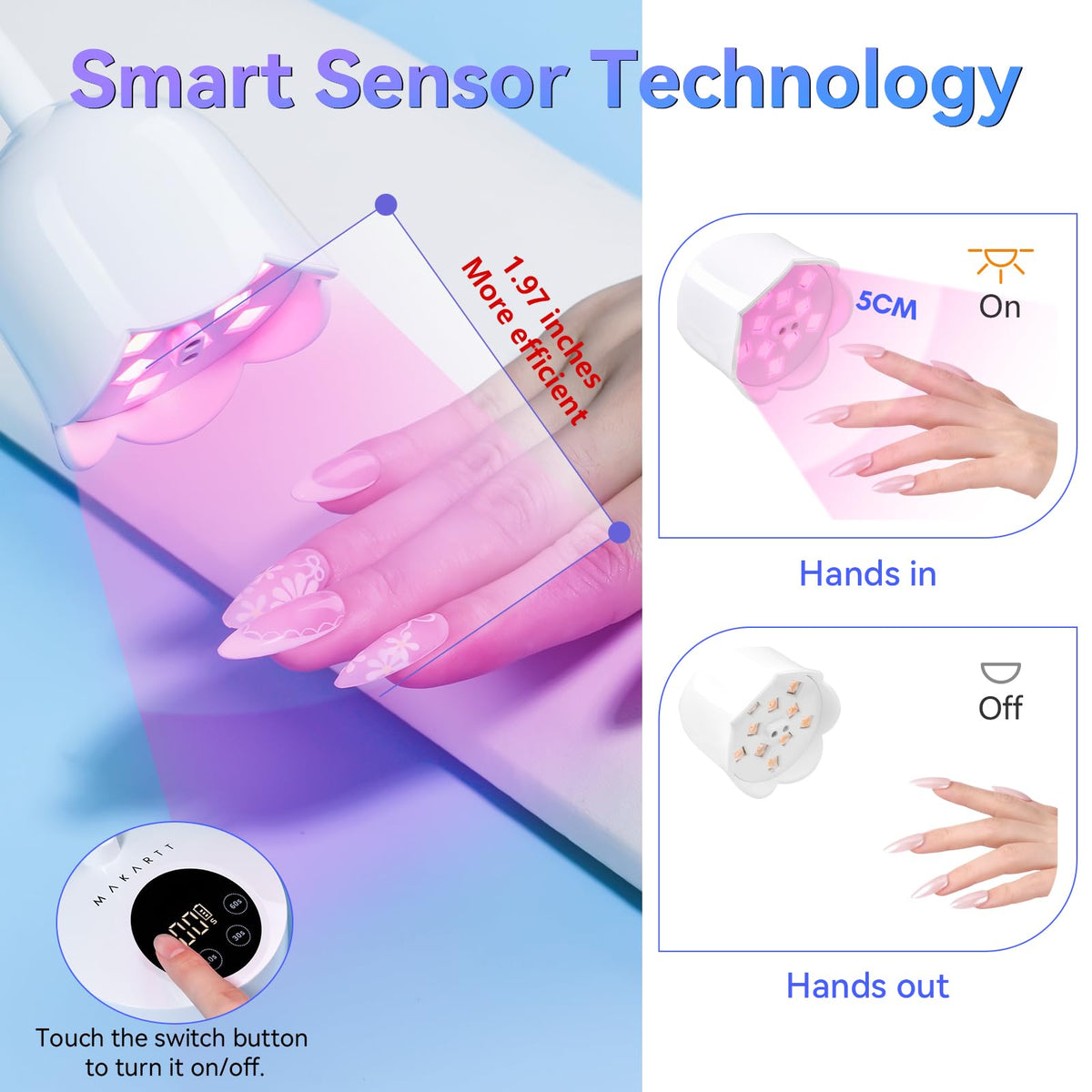 Makartt Cordless Gooseneck UV Nail Lamp for Gel-X Nails, Flash Cure
