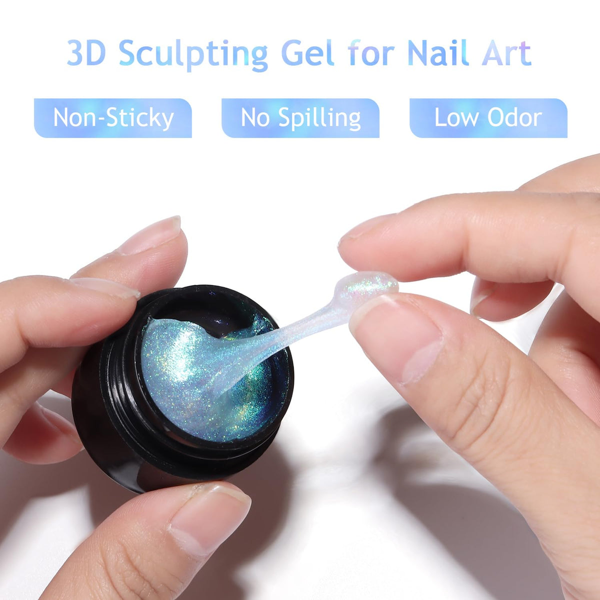 3D Nail Sculpting Gel Kit, Clear & Black Solid Builder Gel
