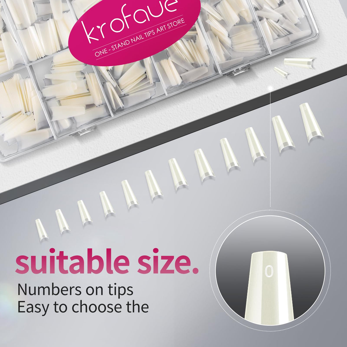 krofaue Extra Long Stiletto Nail Tips - False Clear Nais