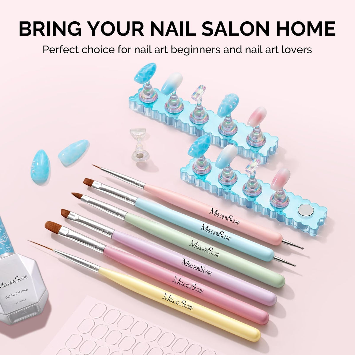 MelodySusie Nail Art Brushes Set, 6pcs Nail Art Design Pen Painting Tools