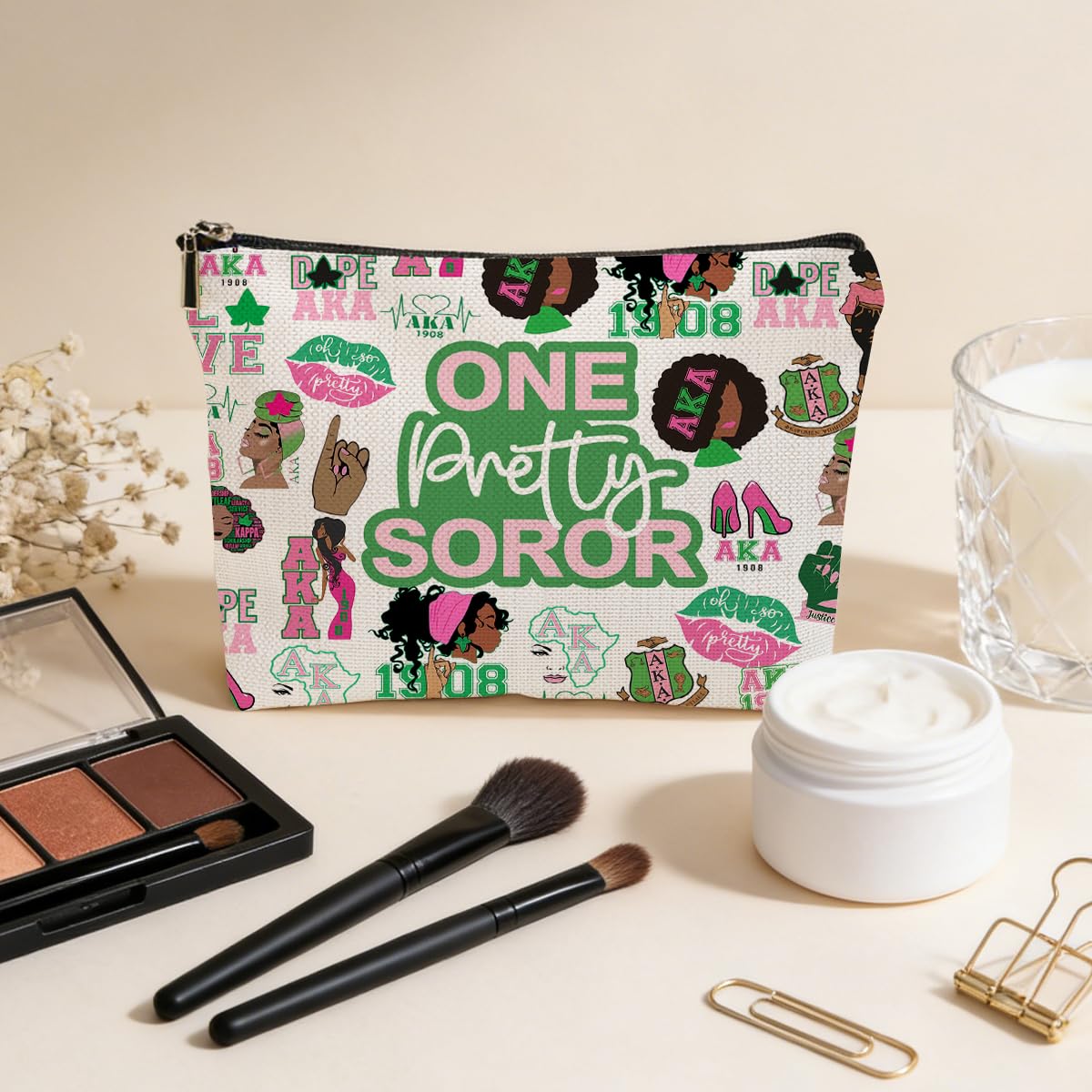 JIUWEIHU Goth Cat Makeup Bag, Funny Cat Cosmetic Bags Travel Organizer Bag