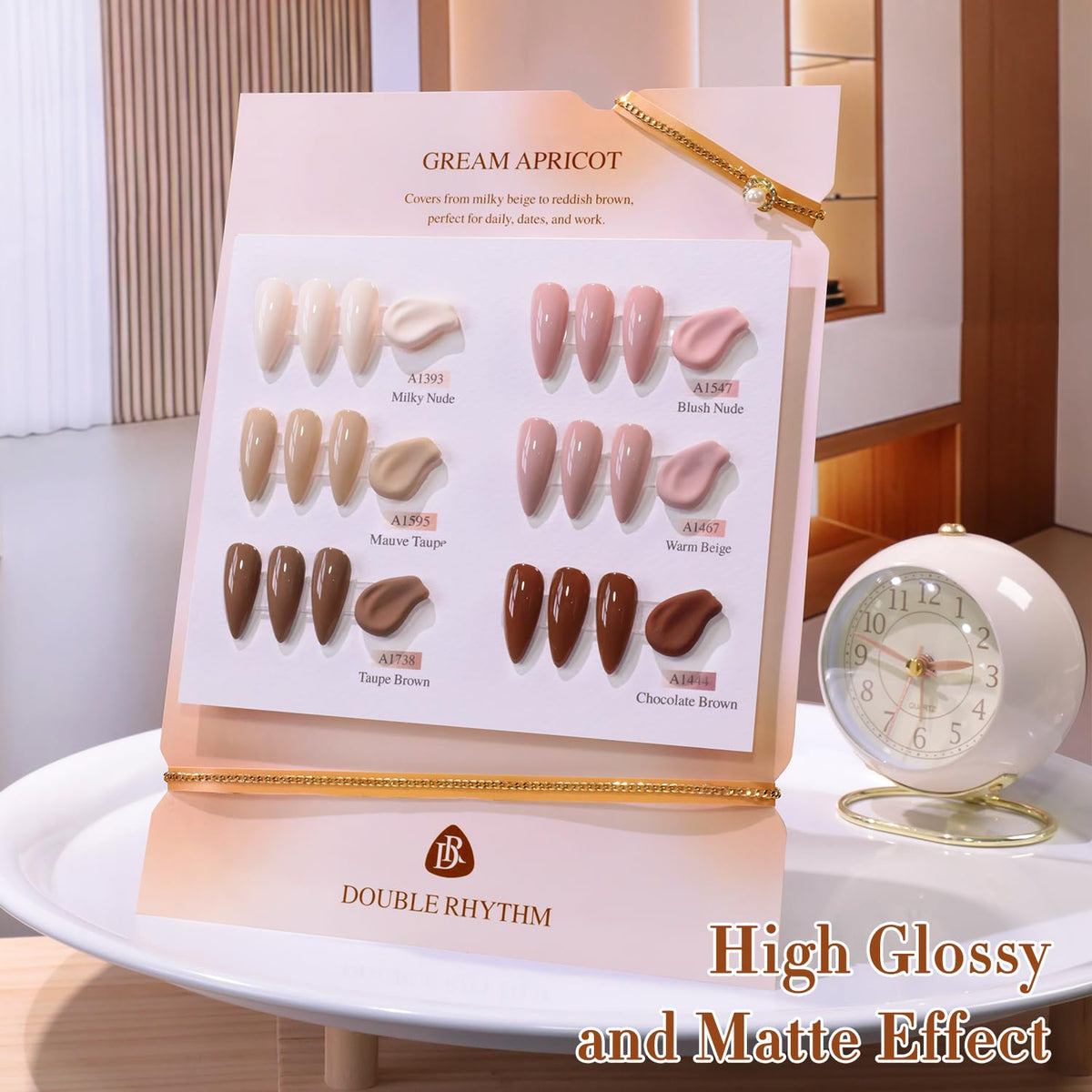 Double Rhythm 6 Pcs 15 ML Gel Polish Set Same Color Same Bottle Soak Off Gel Polish Kit Nail Art Manicure Salon DIY at Home for Women (Dark Light Brown Orange Maroon-T6-6)