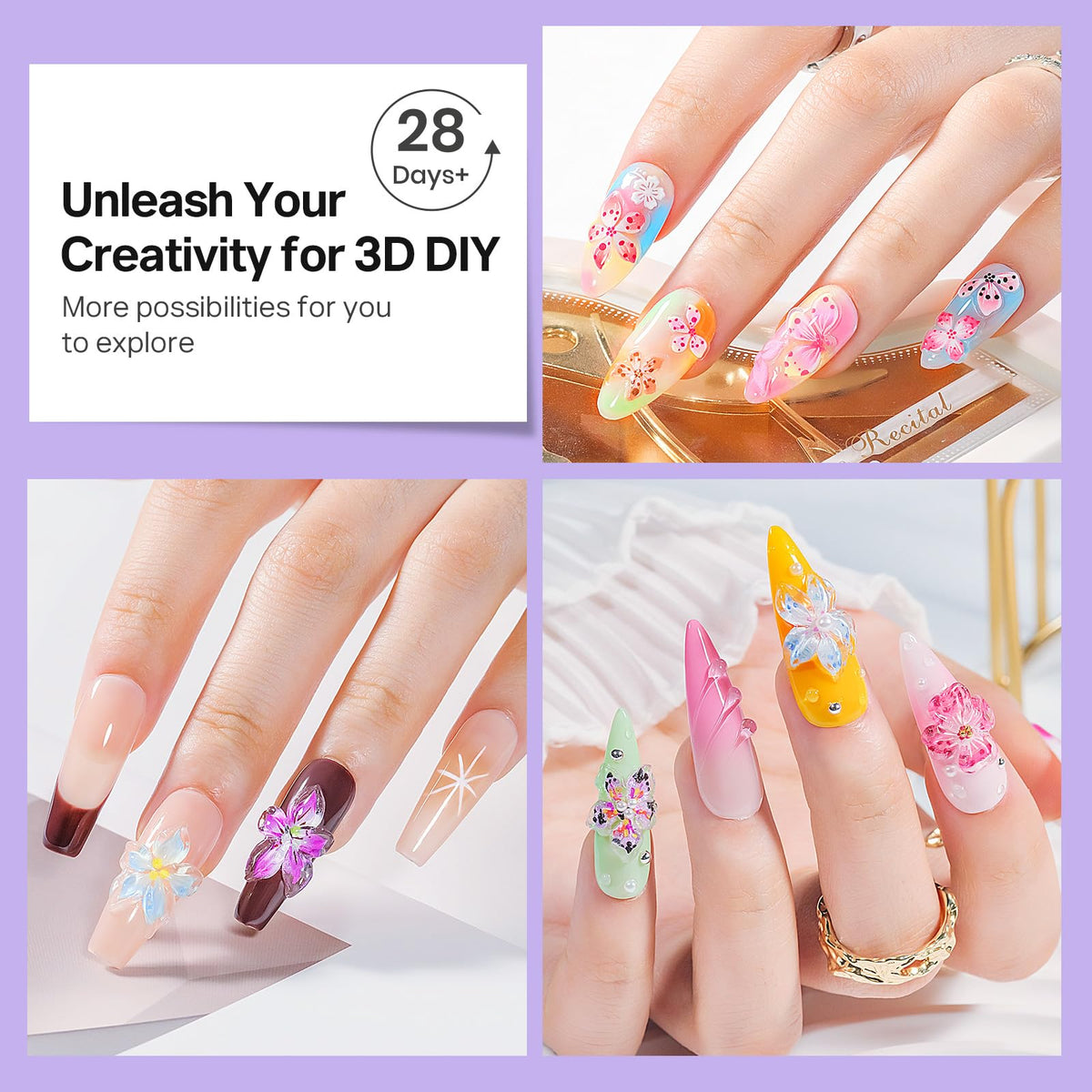 MIZHSE 3D Nail Scupting Gel for Nail Art, 6PCS Neon Colors Non-sticky