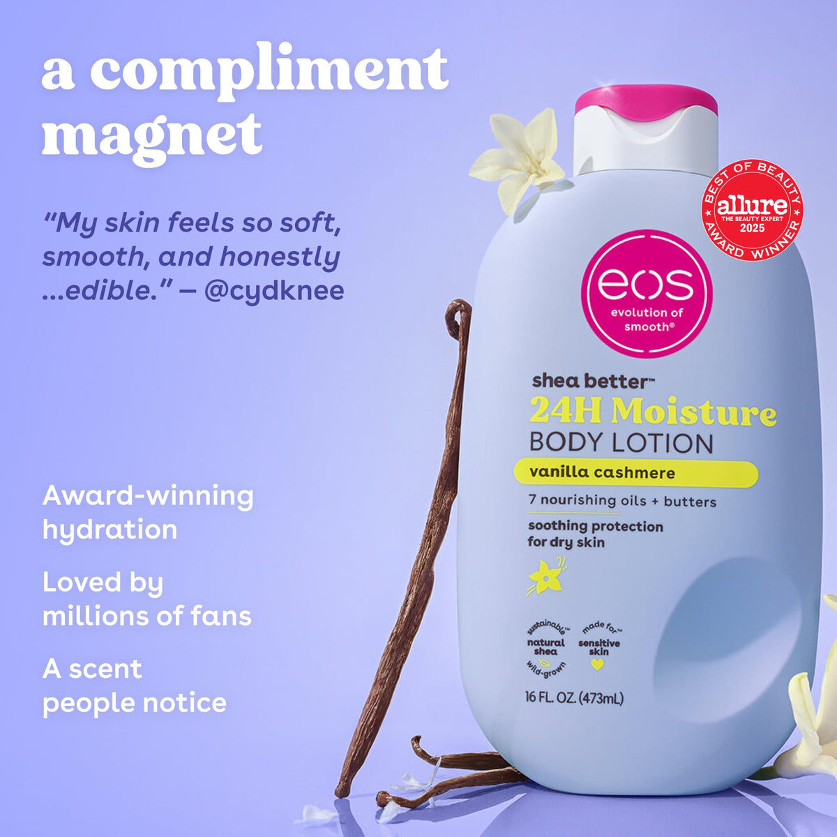 eos Natural Shea Better Body Lotion, Fresh & Cozy, 16 fl oz
