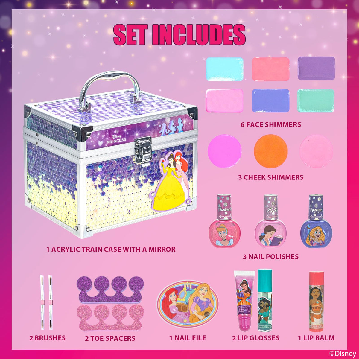 Hello Kitty Train Case Beauty Set with Washable Makeup, Ages 3+