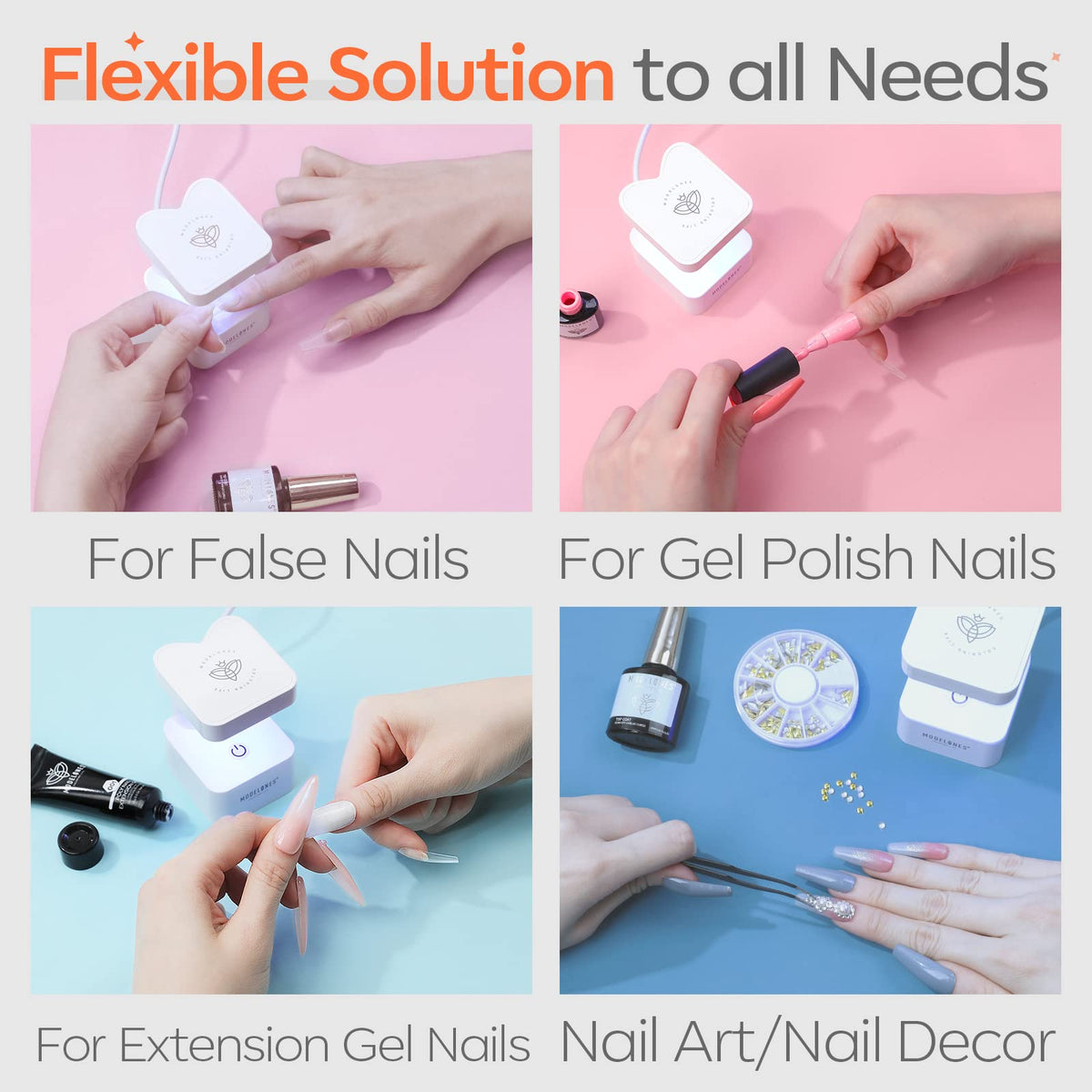 modelones Mini UV Light for Gel Nails Flash Curing 2 Timers Nail Stuff