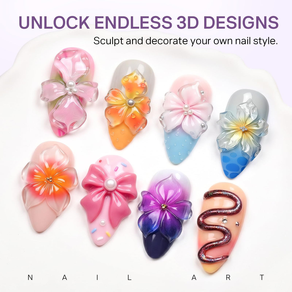 MIZHSE 3D Nail Scupting Gel for Nail Art, 6PCS Neon Colors Non-sticky