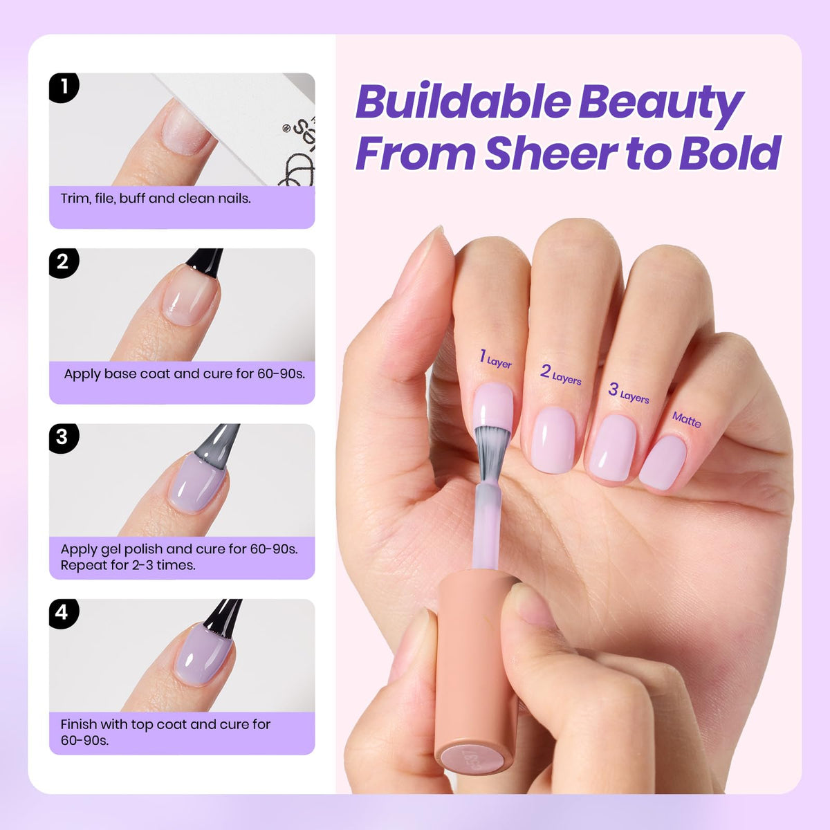 beetles Gel Polish Whispers of Love Jelly Gel Nail Polish Set, 6 Colors