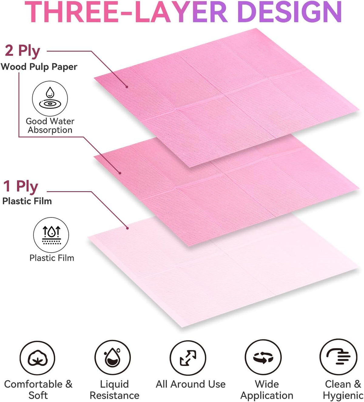 Makartt 50 Pcs Pink Disposable Nail Mats, 18"x13" Waterproof