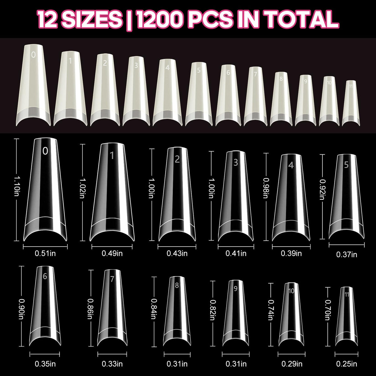 krofaue Extra Long Stiletto Nail Tips - False Clear Nais