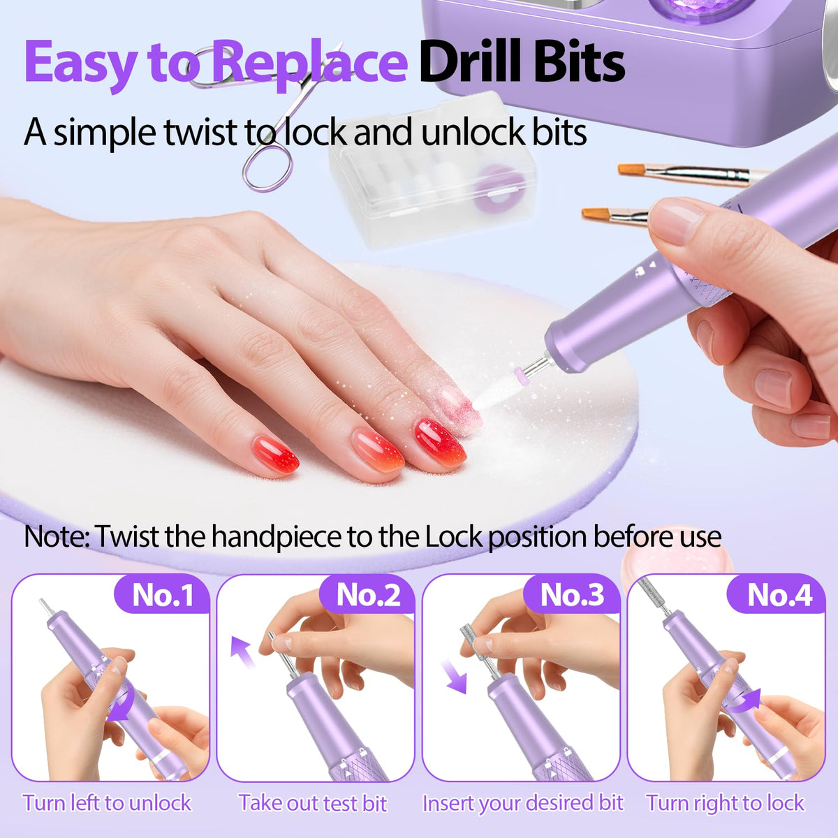 45000RPM Professional Corded Nail Drill E-File Kit for Salon Home