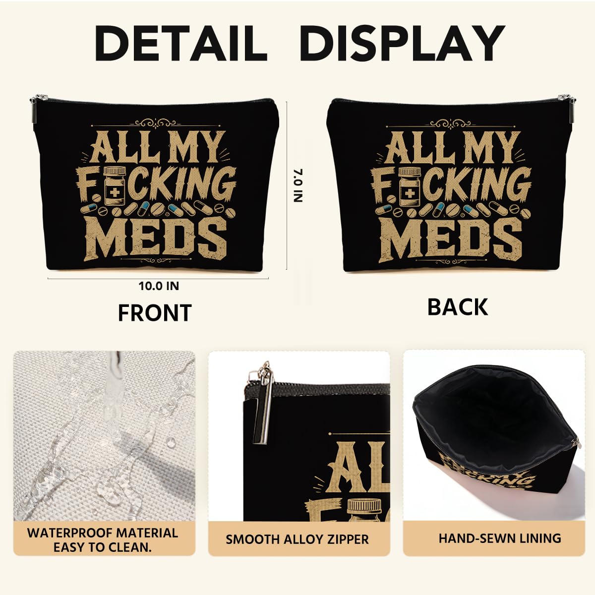 Funny Poisons Makeup Bag, Witchy Gifts Cosmetic Bag Travel Toiletry Bags