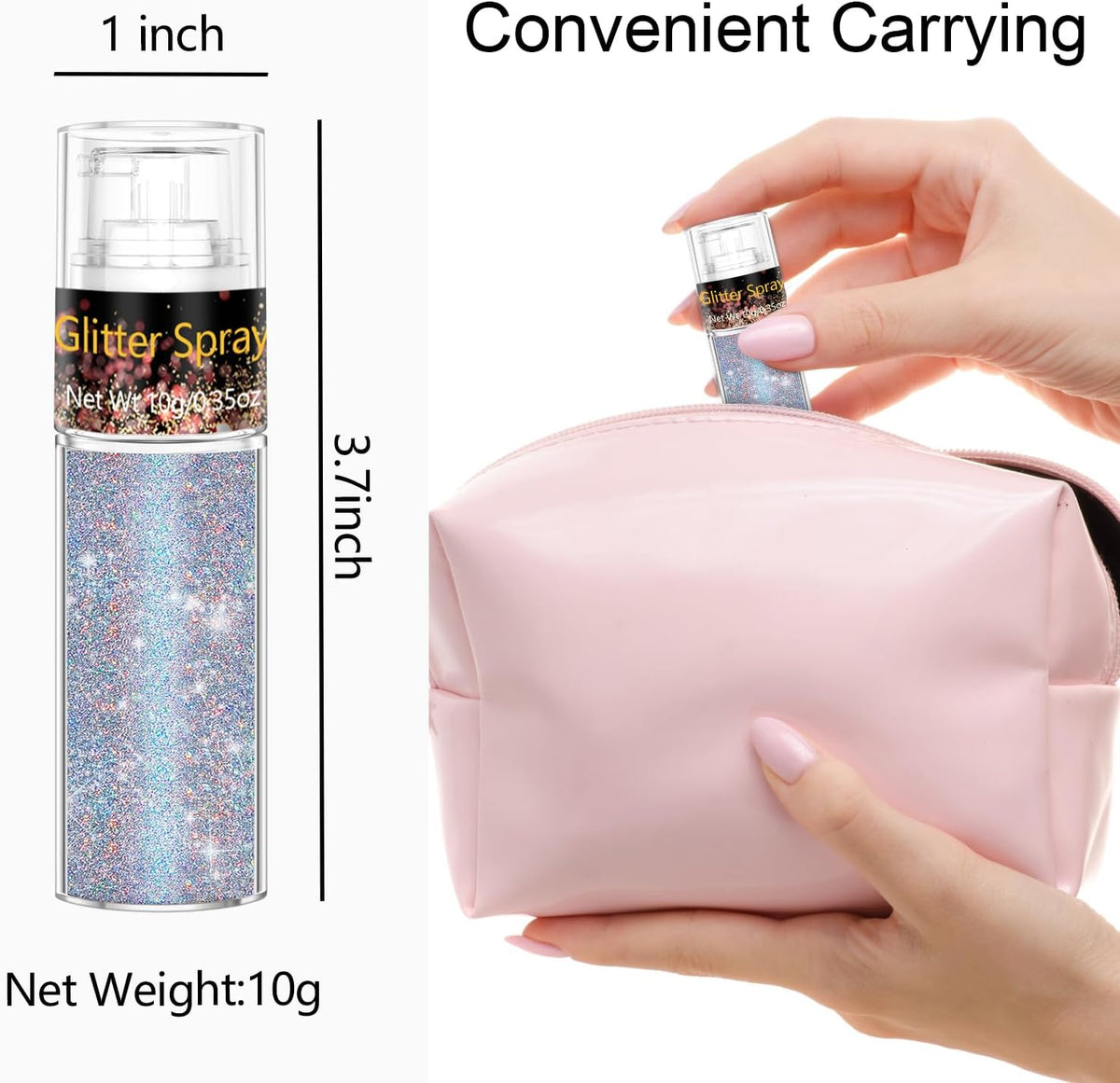 Scarman Hair and Body Glitter Spray, 1PC Glint-Rainbow Hairspray Powder