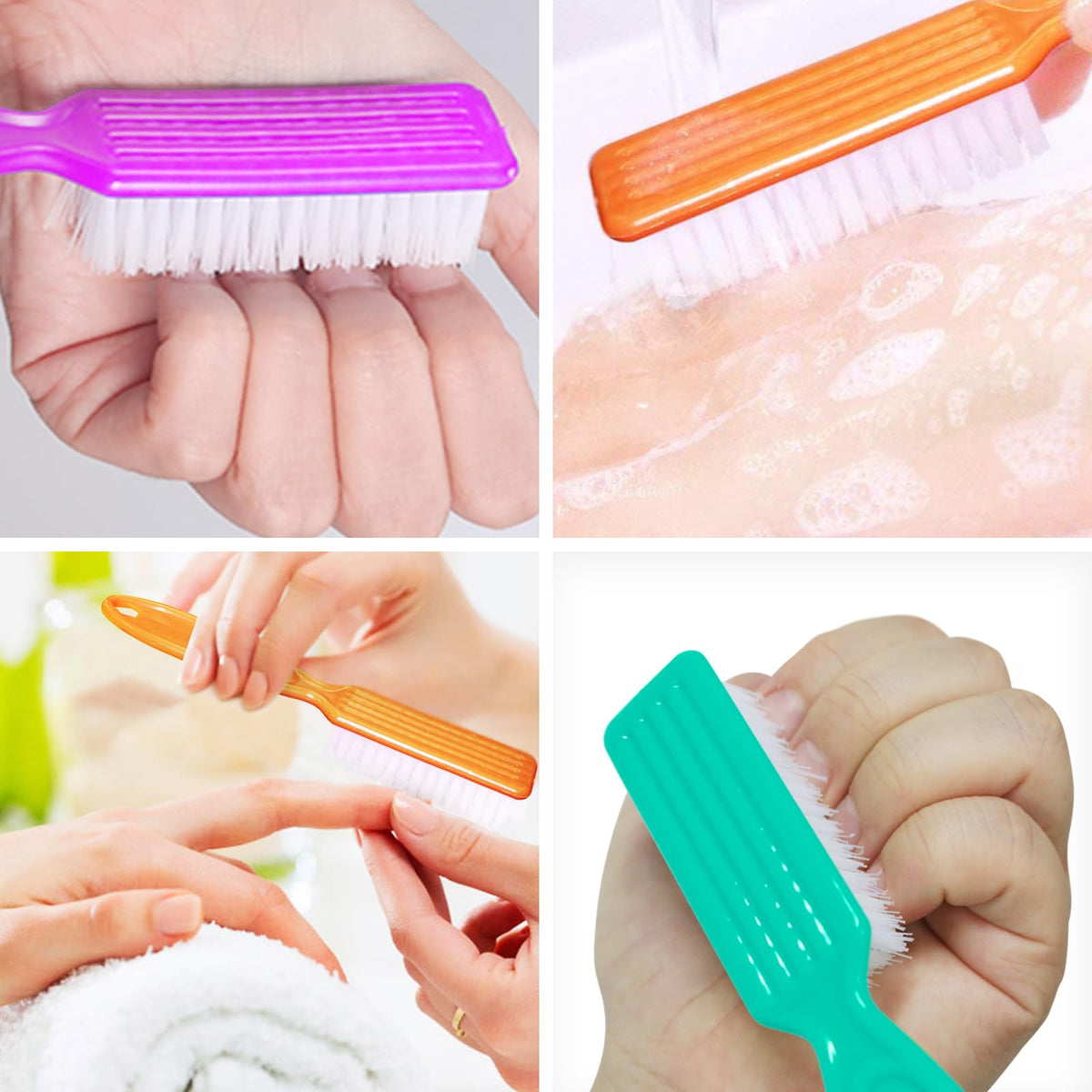 HOFASON 6 Pack Nail Brush for Cleaning Fingernails, Nail Brush Handle Grip Brush for Nail and Toenail Foot, Nail Dust Brush Manicure Pedicure Tools Scrubbing Brush Women Men Home Salon (Macaron)