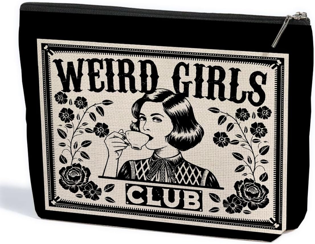 ZHAMEN Vintage Makeup Bag Weird Girls Cosmetic Bag for Women