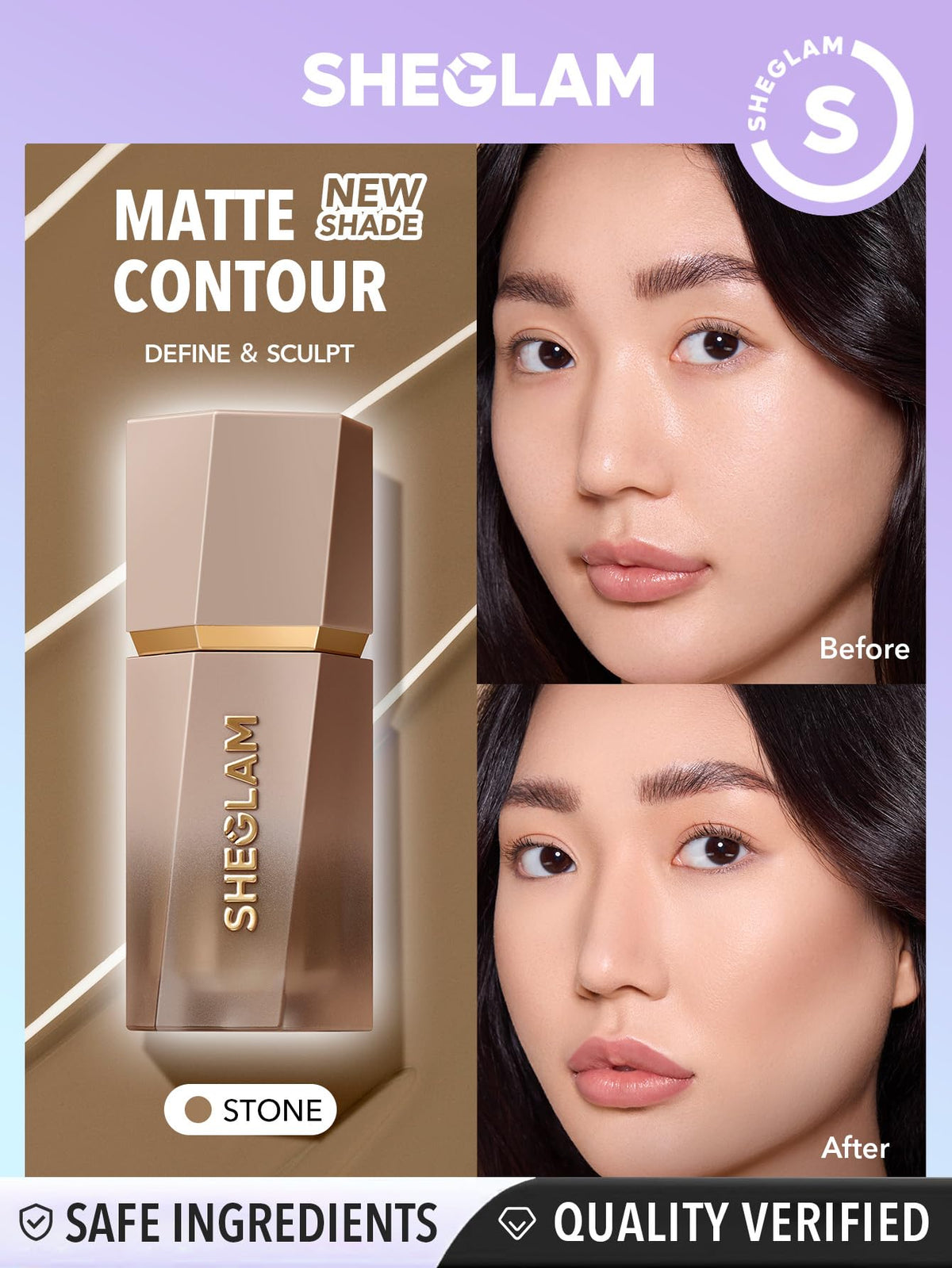 SHEGLAM Sun Sculpt Cool Toned Liquid Contour Stick Long Lasting Cream Bronzer Makeup - 01 Soft Tan