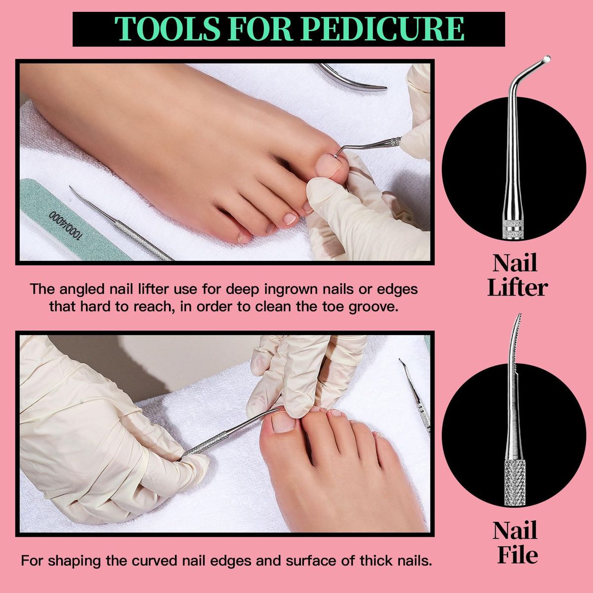 FANDAMEI Nail Care Kit, Nail Files 100/180, Nail Buffer Block, Cuticle Nippers, Cuticle Trimmer, Cuticle Pusher, Nail Tools, Nail Kit, Pedicure & Manicure Tools, Nail Prep Kit, Manicure Kit for Women