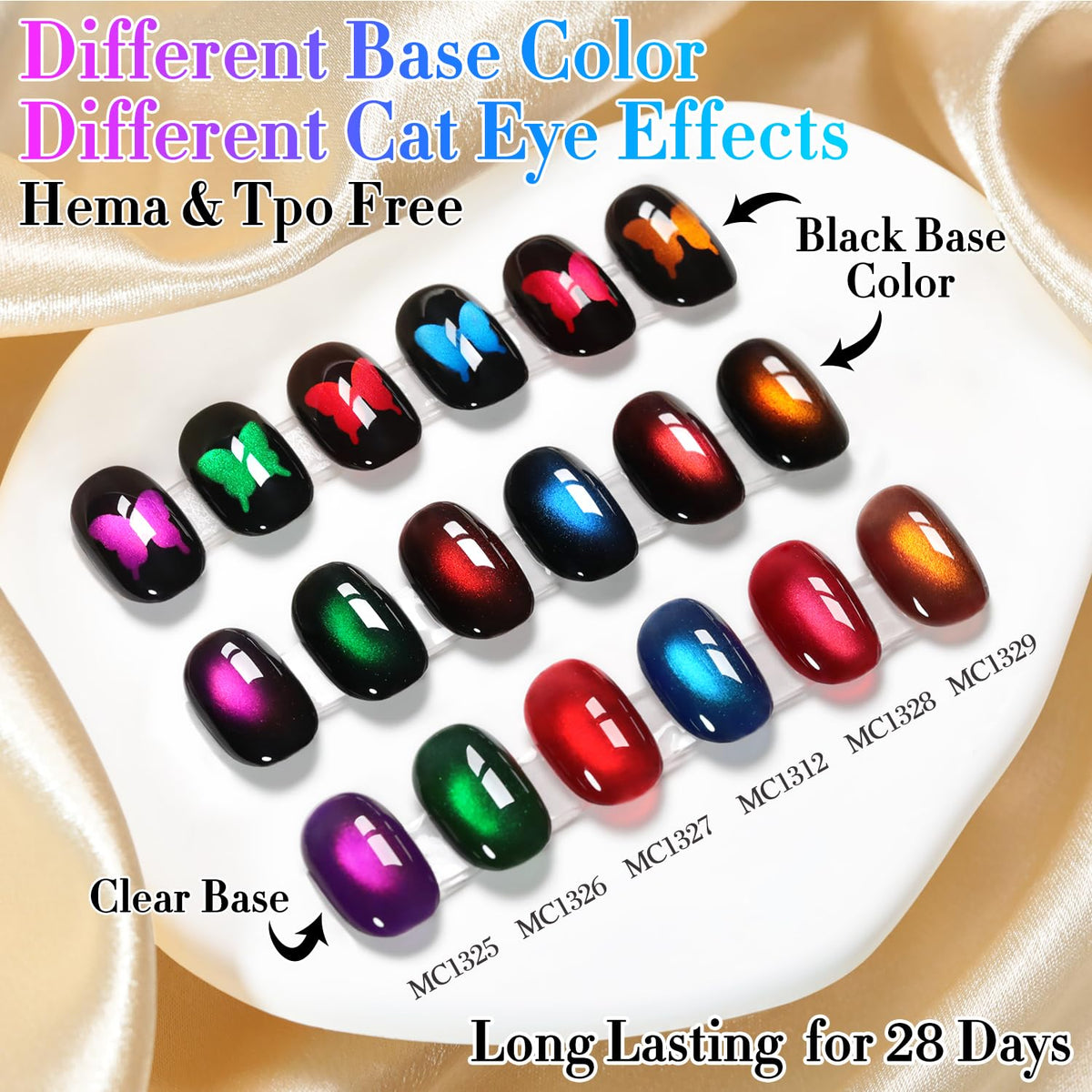 Double Rhythm Cat Eye Gel Nail Polish Set of 6 Same Color Same Bottle 0.5 Oz Shimmer Glitter with Magnet Holographic Magnetic UV Nail Polish Kit (Blush Fuchsia Magenta Purple Violet Lavender -T6-107)