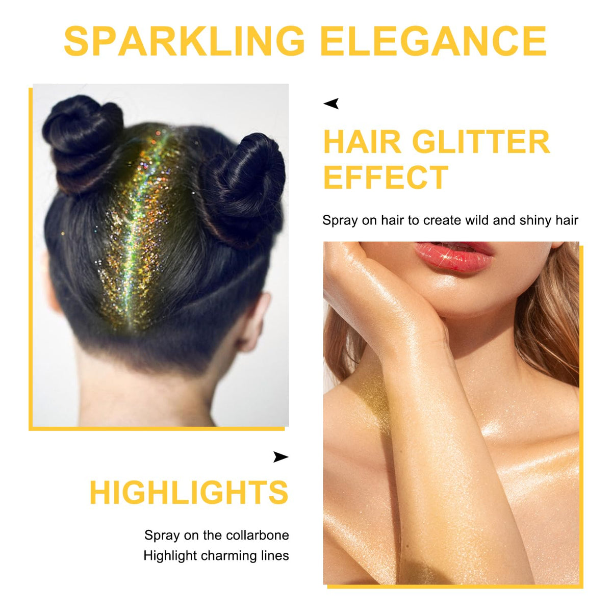 Hair and Body Glitter Spray, Shimmering Powder Sparkle Powder Makeup, Glitter Loose Sparkle Makeup for Body Highlighter,Festival Prom Rave Accessories (Glint-Rainbow)