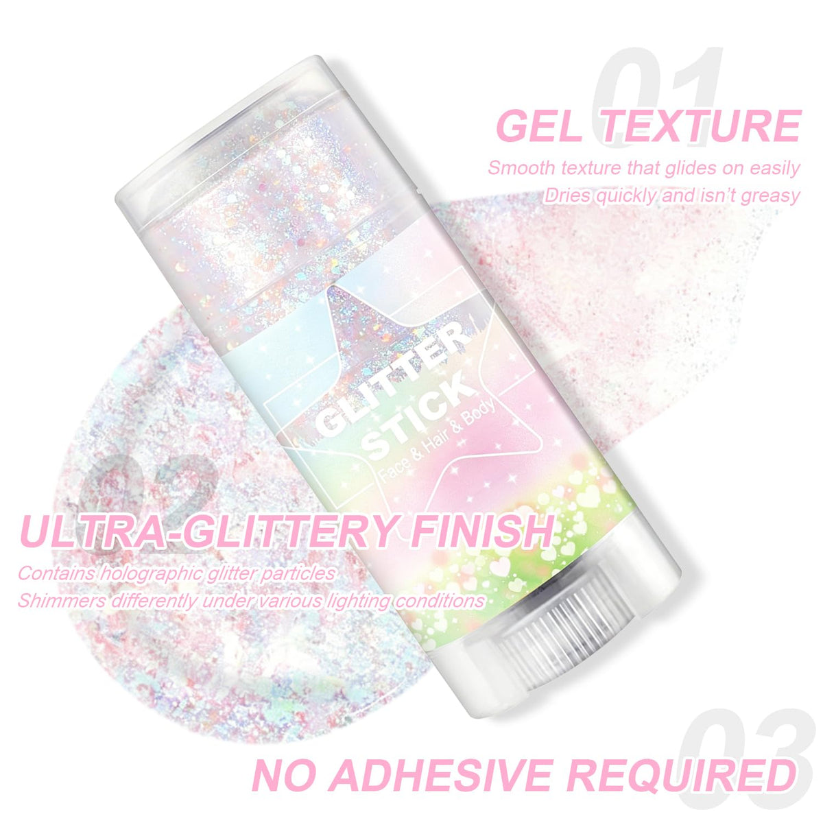 Scarman Hair and Body Glitter Spray, 1PC Glint-Rainbow Hairspray Powder