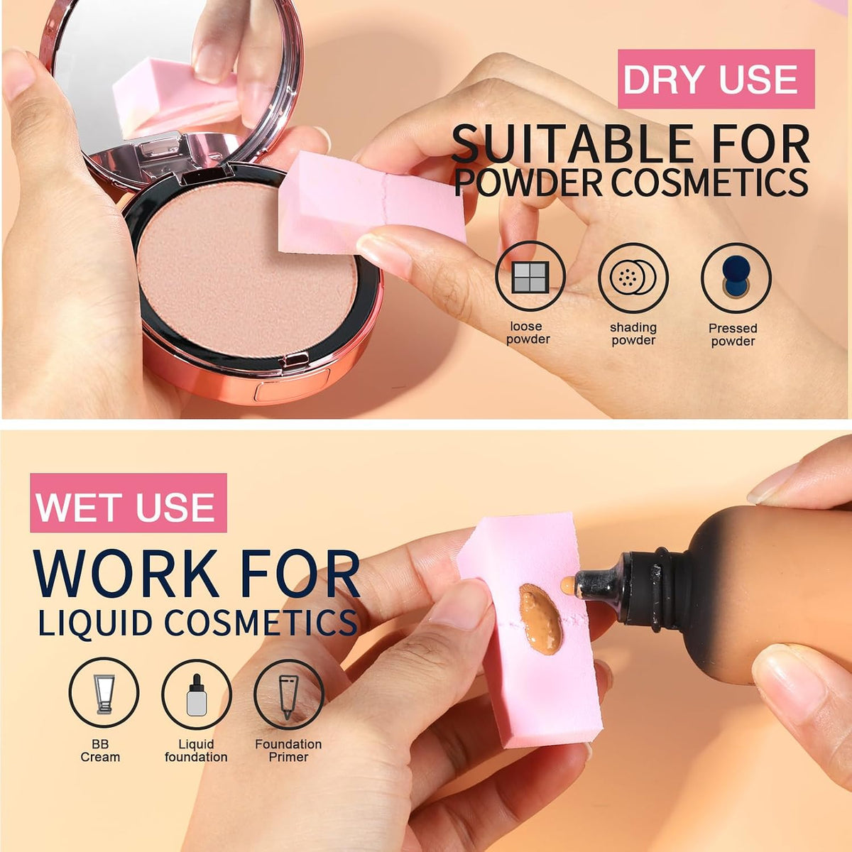 Teenitor 48 Pieces Makeup Sponges For Foundation, Latex Free Small Wedge Shaped Sponge Applicator For Liquid Cream Foundation Festival Makeup
