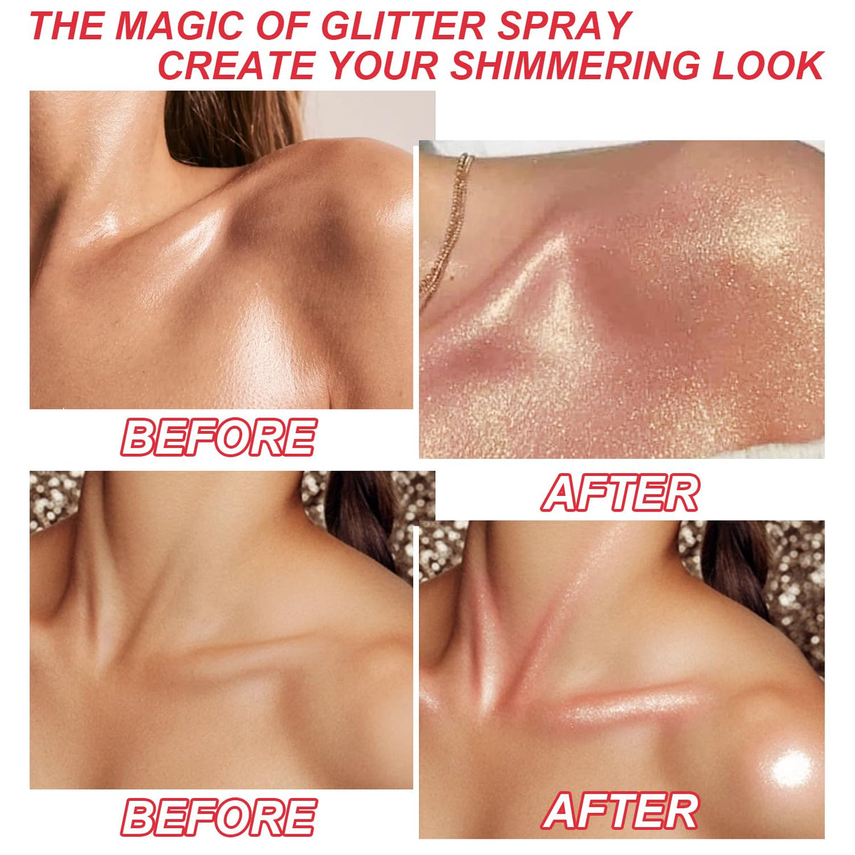 Hair and Body Glitter Spray, Shimmering Powder Sparkle Powder Makeup, Glitter Loose Sparkle Makeup for Body Highlighter,Festival Prom Rave Accessories (Glint-Rainbow)