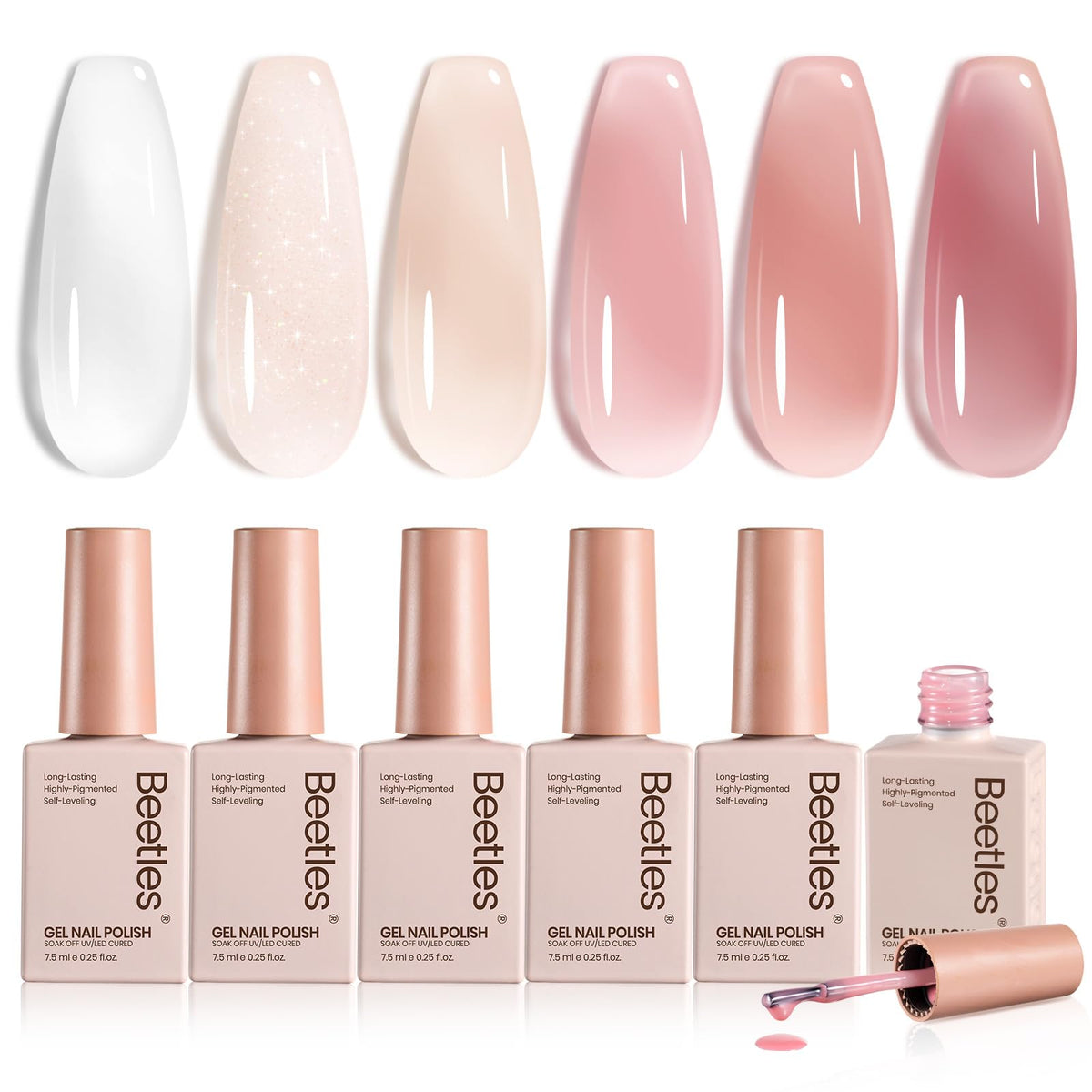 beetles Gel Polish Whispers of Love Jelly Gel Nail Polish Set, 6 Colors