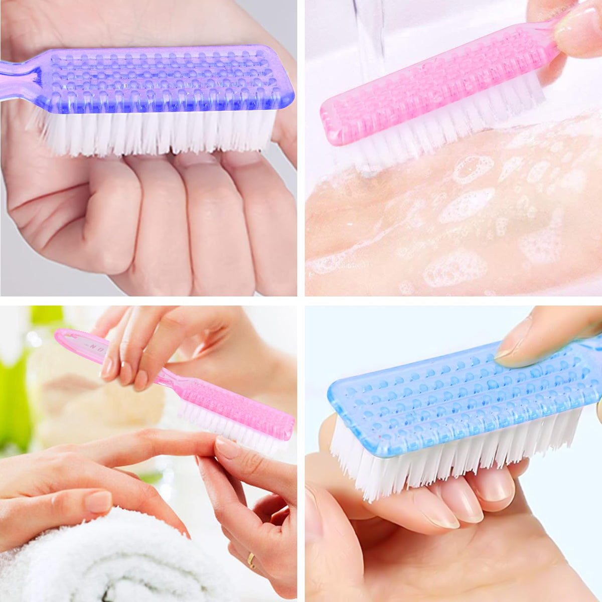 HOFASON 6 Pack Nail Brush for Cleaning Fingernails, Nail Brush Handle Grip Brush for Nail and Toenail Foot, Nail Dust Brush Manicure Pedicure Tools Scrubbing Brush Women Men Home Salon (Macaron)