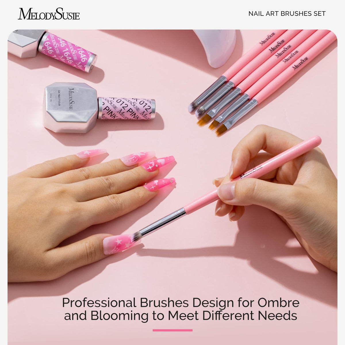 MelodySusie Nail Art Brushes Set, 6pcs Nail Art Design Pen Painting Tools
