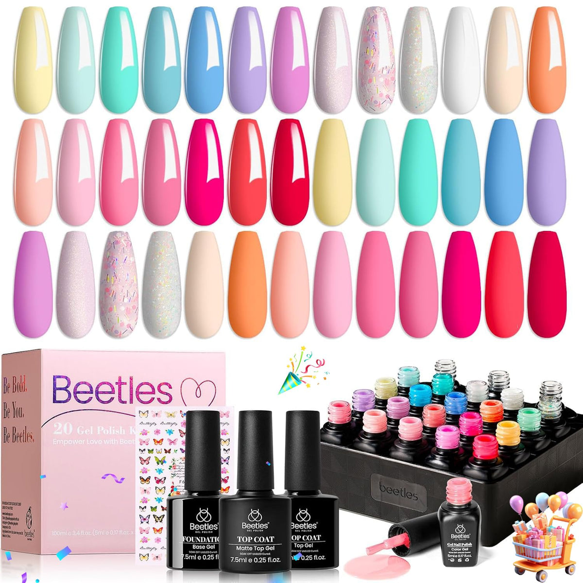 Beetles Gel Nail Polish Kit with U V Light - 80Pcs 55 Colors Gel Nail Kit