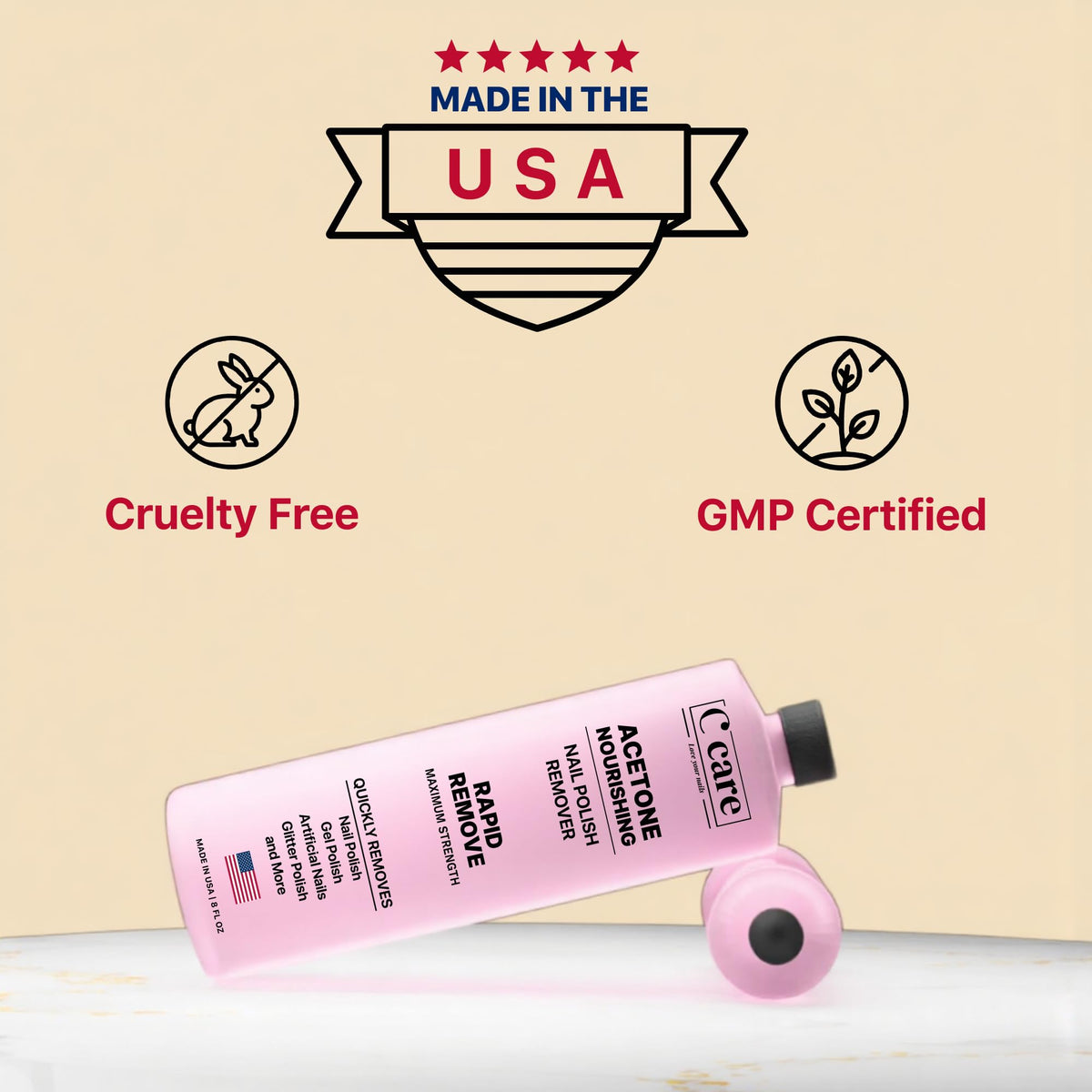 100% Pure Acetone Nail Polish Remover | Professional Quality | Easy To Use | Rapidly Removes Natural, Gel, Acrylic, shellac, and Glitter Nails | 8 Fl oz