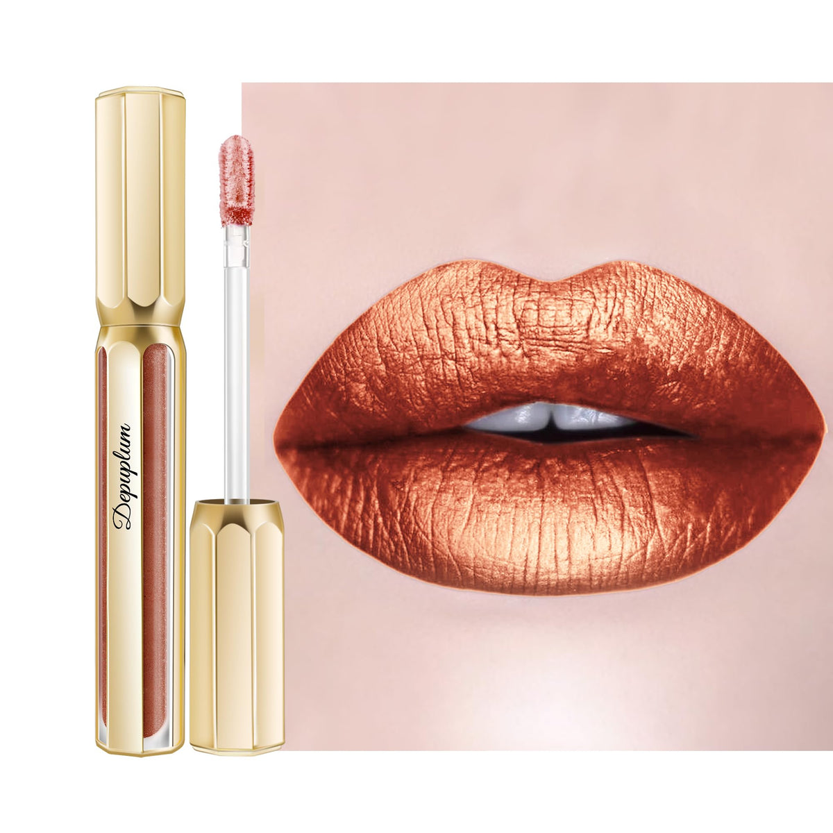 Depuplum Purple Lipsticks for Women Metallic Glitter Lipstick Long Lasting