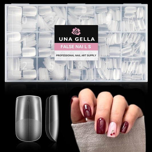 UNA GELLA Square Nail Tips XXL Long Half Cover Gel Tips 120PCS