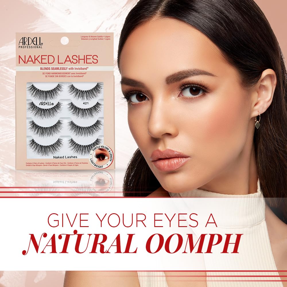 Ardell Naked Lashes 421 Subtle Volume Natural Look False Eyelashes, 4 Pairs