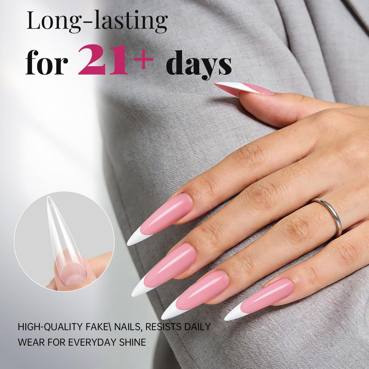krofaue Extra Long Stiletto Nail Tips - False Clear Nais