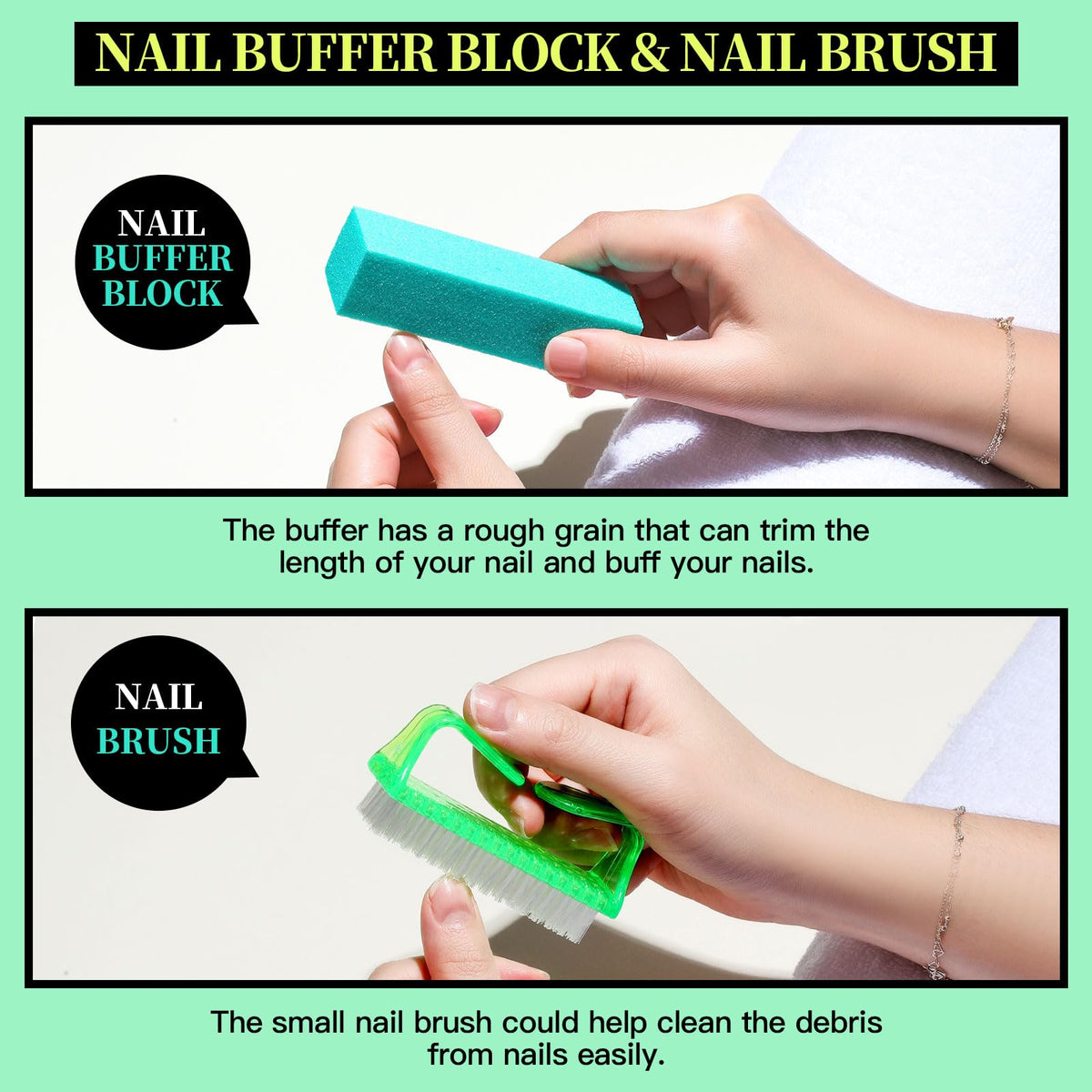 FANDAMEI Nail Care Kit, Nail Files 100/180, Nail Buffer Block, Cuticle Nippers, Cuticle Trimmer, Cuticle Pusher, Nail Tools, Nail Kit, Pedicure & Manicure Tools, Nail Prep Kit, Manicure Kit for Women