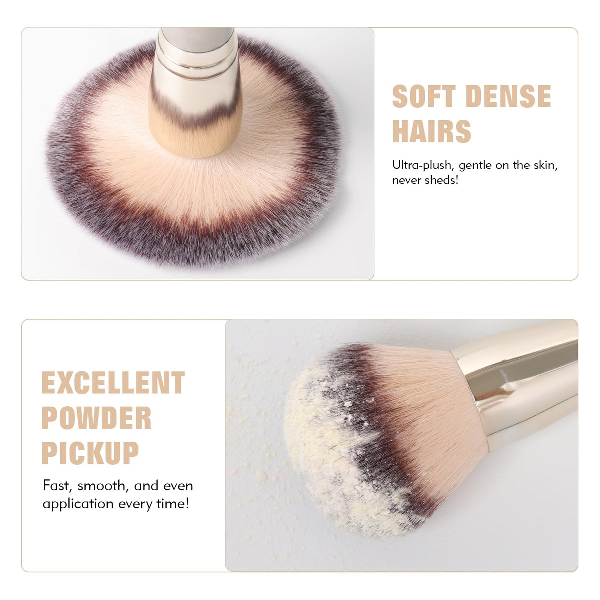Dual-Ended Foundation Brush: Round & Angled makeup brushes, 100% Vegan Synthetic Makeup Brush for Flawless Blending and Application of Liquid, Powder, Cream, Blush