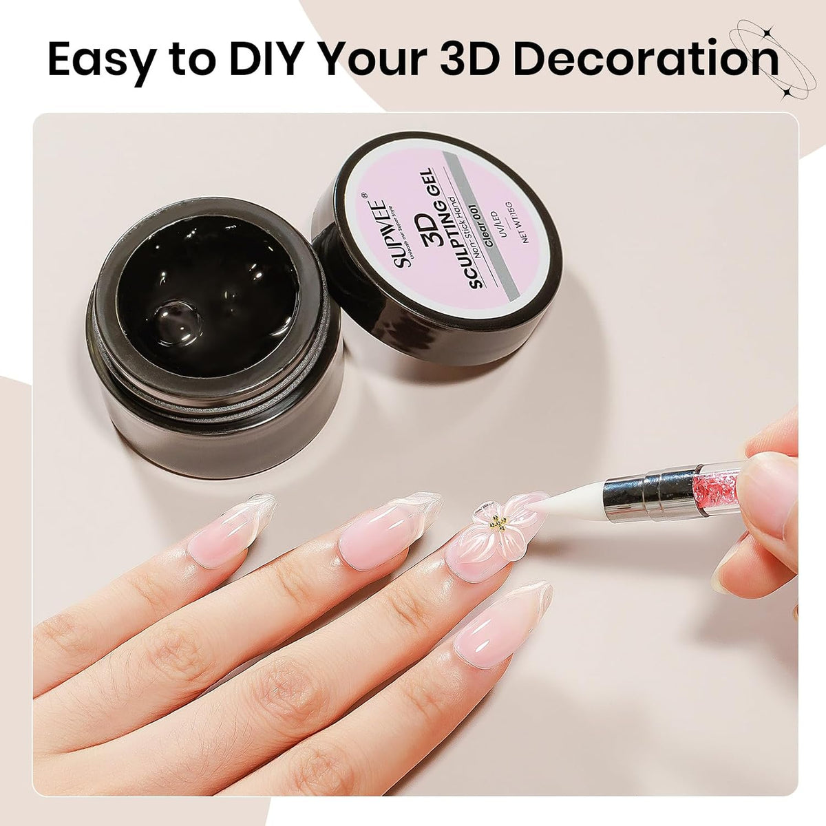 3D Gel for Nail Art, Clear 3d Sculpting Gel for Nail Art