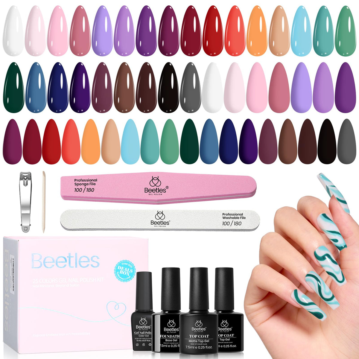 Beetles Fall Gel Nail Polish Set, 23Pcs Brown Burgundy Red Nude Pink